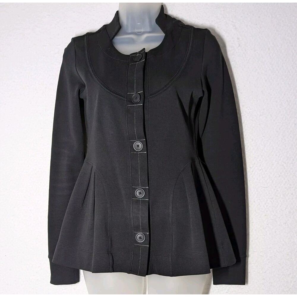 Blake Standard Boutique Peplum Jacket Women Sz Small Black Fitted Made In Peru